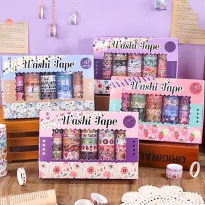 50-roll washi tape set, creative decoration, premium boxed set for planners, collage material stickers