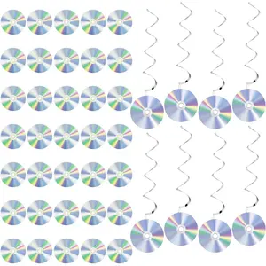 16 Packs 90's Party Decorations 90s Cd Paper Banner DIY Retro CD Disco Cutout Banners Y2k Throwback Music Theme Paper Garlands Hanging Decor for Music 1990s 2000s Themed Baby Shower Supplies