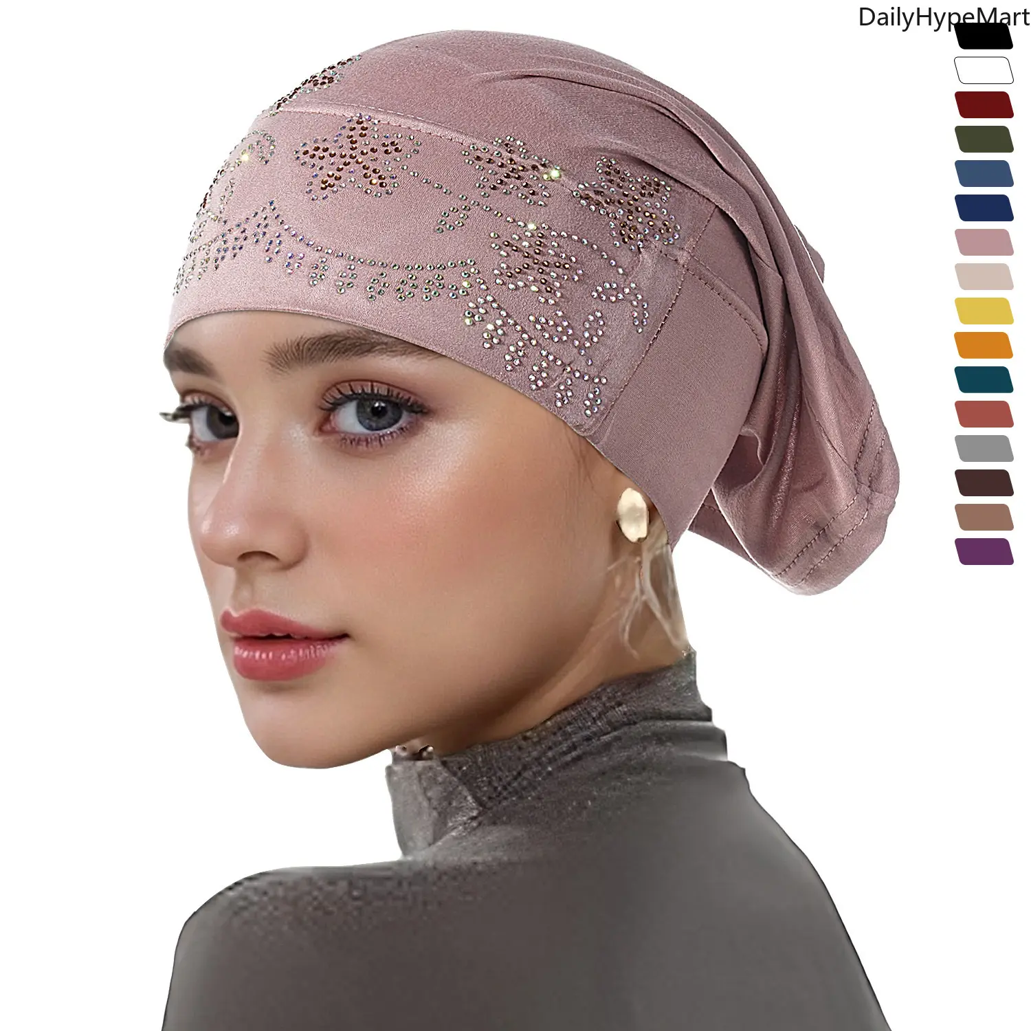 Women's Ethnic Rhinestone Turban - Stretchy Multi-Color Fashion Hair Scarves, Funky Head Wrap for Christmas, Engagement, Anniversary, Memorial Day, Unisex, Auspicious, Beach, Everyday