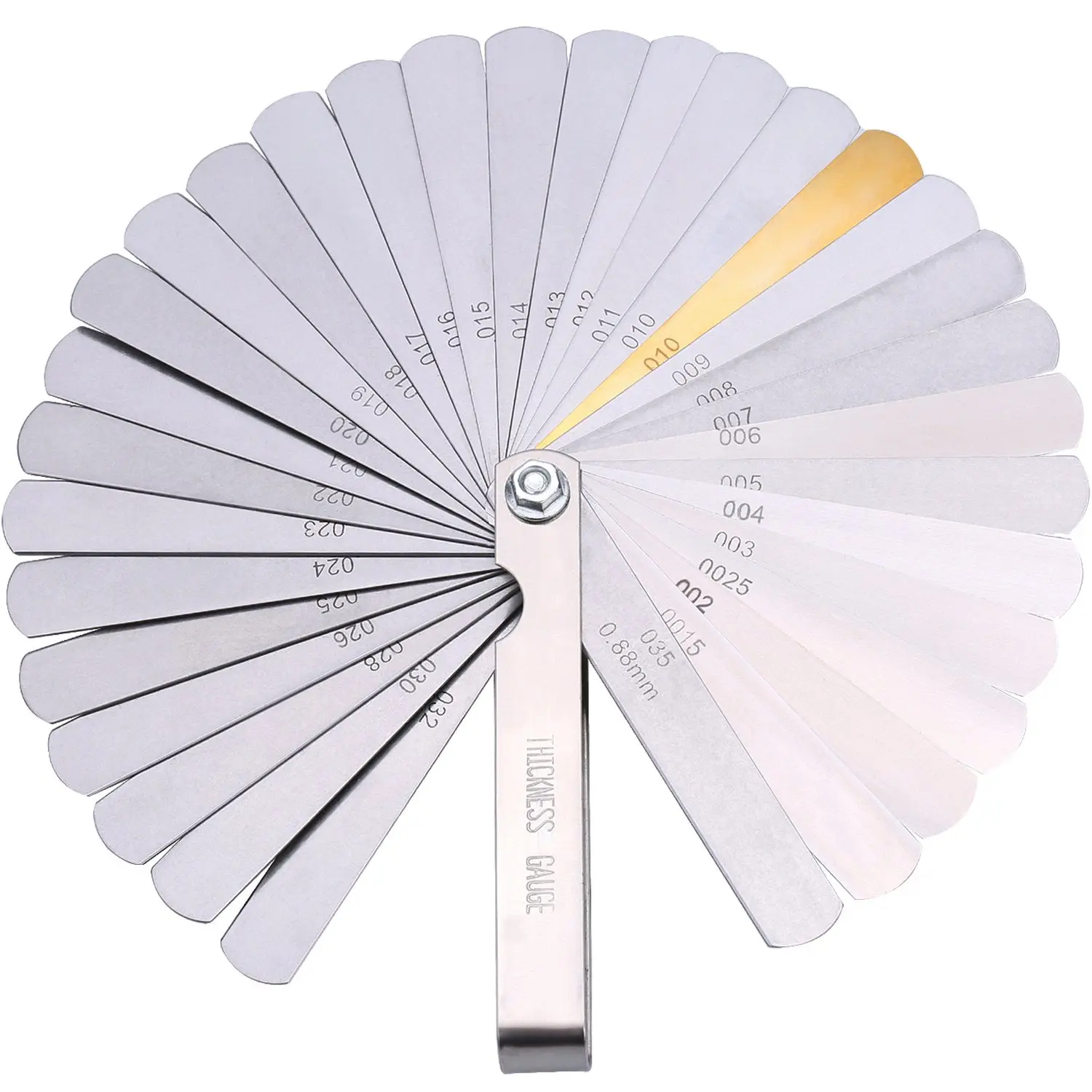 Stainless Steel Feeler Gauge Dual Marked Metric and Imperial Measuring Tool(0.04-0.88 mm, 32 )