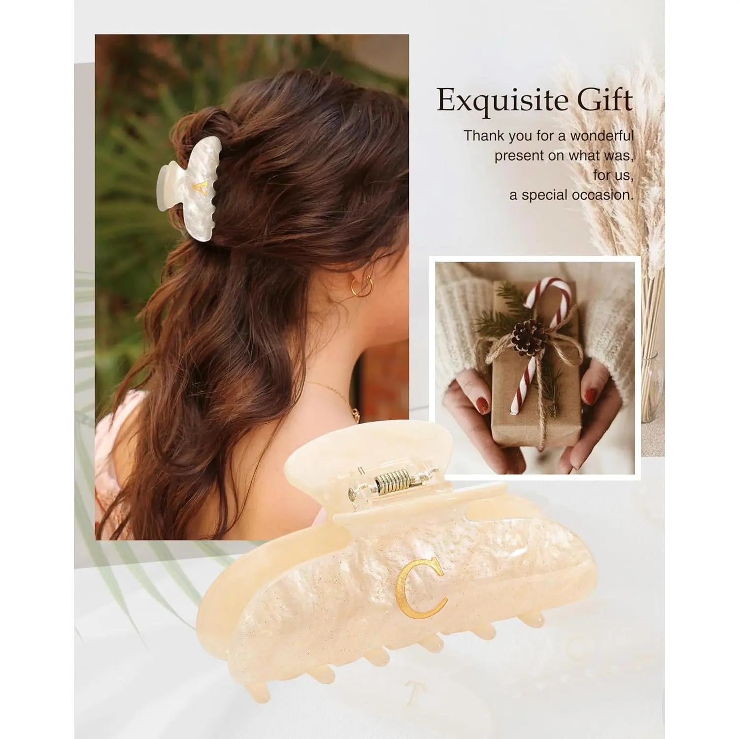 Letter Hair Clips For Women - Initial Cute Hair Claw Clips 