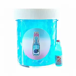 Hoshimi Slimes Ramune Blue Raspberry Soda Clear Slime Thick Handmade Scented Sensory Play Toy for Ages 8+ with Charm Beads and Sprinkle Pack