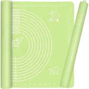 Rolling Pin  Baking Pastry Mat Set,Pizza Dough Roller Baking Mat for Rolling Dough Non Slip  with Measure,Kitchen Counter Mat for Pie,Crust,Cookies,Bread,Pastries,Pasta, 15.7" x 24"