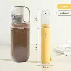 Foldable 2-in-1 Toothbrush with Built-in Toothpaste Compartment - Soft Bristle, Portable Travel Set for Business Trips (Independent Packaging)