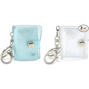 Honbay 2PCS Pocket Photo Album Keychains Mini Photo Album Binder Photo Storage with Keychain for...
