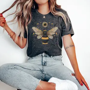 Bee Goblincore Folk Art Tshirt, Cottagecore T-shirt, Honeybee Cottage Core Tee, Gothic Bee Lover T Shirt, Folklore Clothing, Gift for Her
