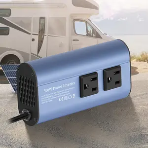 Car Power Inverter Charger Converter 500W 12V automotive power inverter, 4 USB ports, digital voltage display, smart fast charging, electric converter - plugs for cars, trucks, SUVs, US gauge sockets