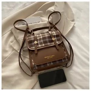 Autumn Winter Fashion Crossbody Bag Retro Plaid Pattern Shoulder Bag With Bunny Doll Pendant for Women Casual Versatile Stylish Handbag