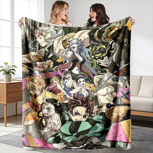 Anime Theme Figure Print Blanket High-Weight Flannel Fabric, Soft and Warm, Anti-Wrinkle Easy Clean, Perfect Gift for Anime Lovers