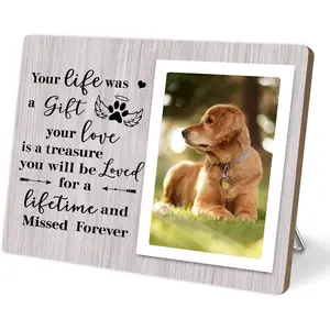 Pet Picture Frames Memorial , Memorial Wooden Frame for Dogs,  Memorial Gifts for Loss of , In Loving Memory Gifts, Pet Loss Sympathy  for Pet Owner Pet Lover, Forever in Our Heart (Gray)