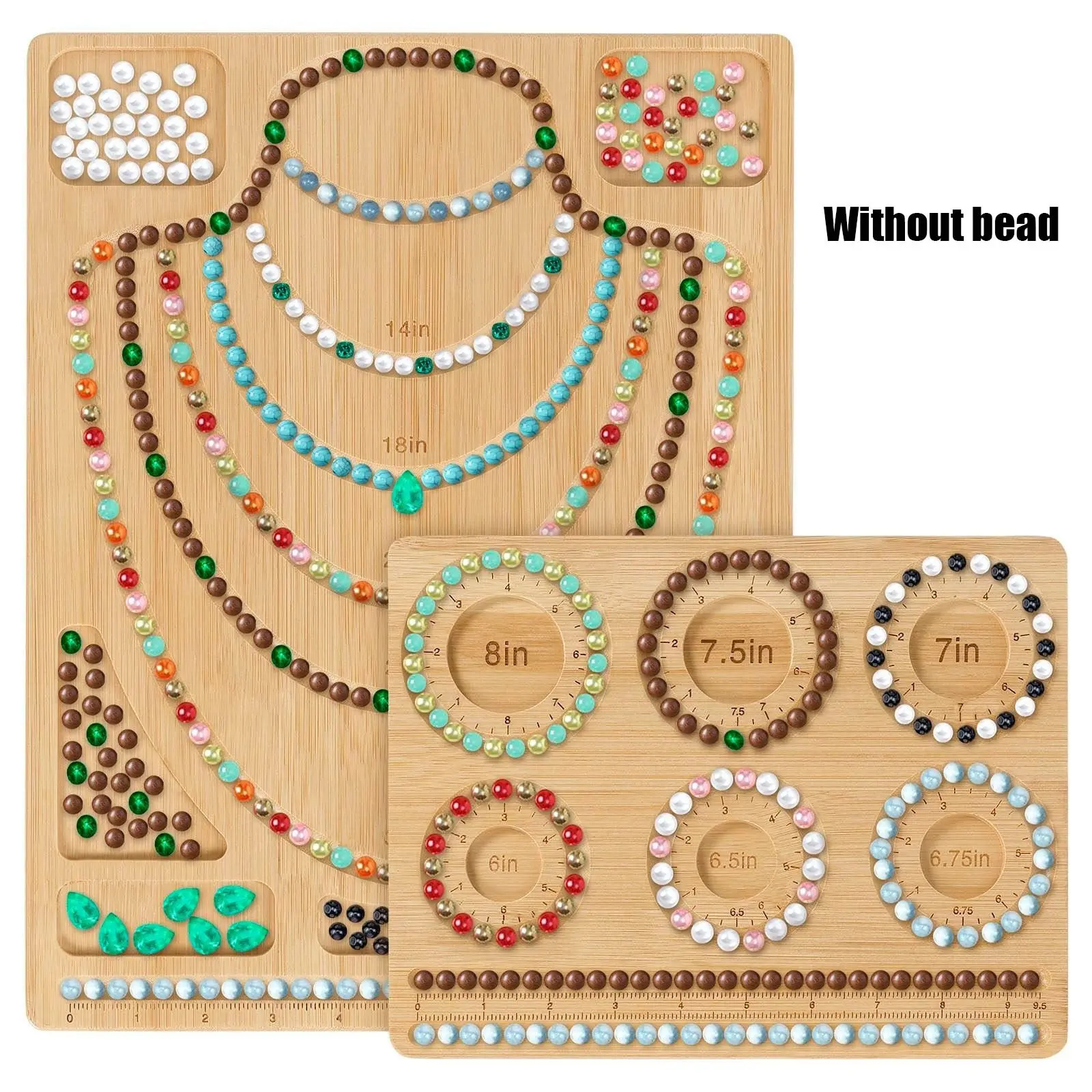 Bamboo Bead Board Jewelry Making Tray, Bead Organizer Tray, Partition Design with Size Markings, Necklace Making Supplies, Beading Tools for DIY Necklaces, Bracelets