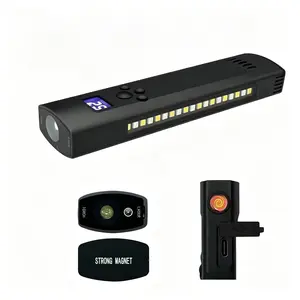 Multifunctional Magnetic LED Flashlight, Super Bright 1300LM Rechargeable Pocket Work Light with RGB Side Warning Light, Built-in Windproof Electric Lighter, USB-C 2500mAh Power Bank for Car Repair Camping Emergency EDC Gear, Outdoor Travel Need