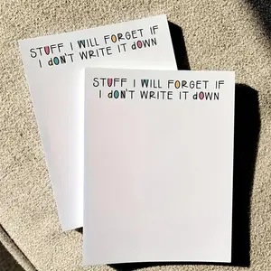 Stuff I Will Forget Lettering Sticky Note, Funny Notepad for Office Organization, Memo Pad for To-do Lists & Quick Reminders