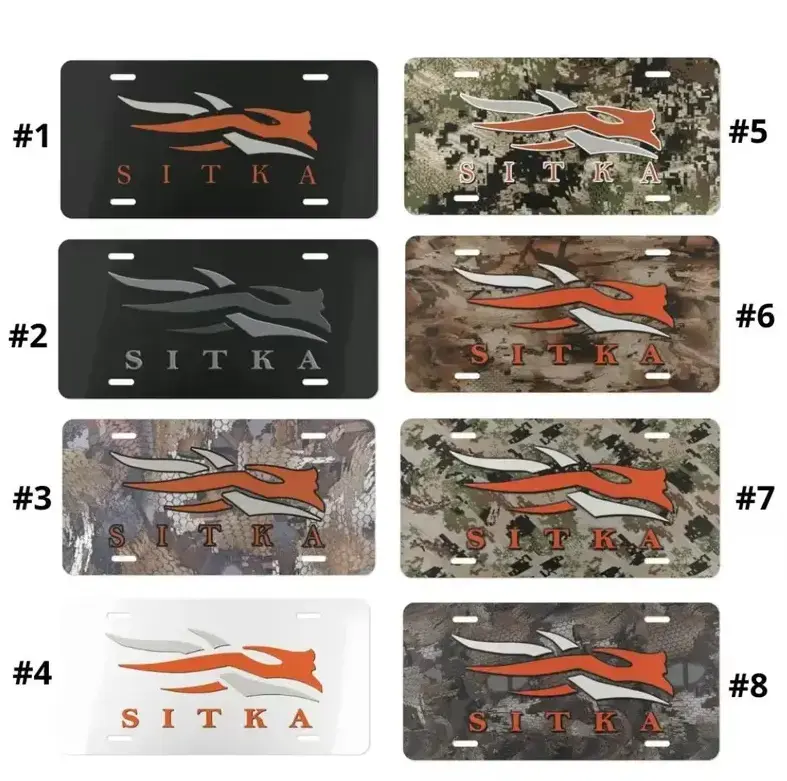 [HUNTING] SITKA Camo License Plate, Aluminum Hunting Front Car Tag, Truck Vanity Decor Gift