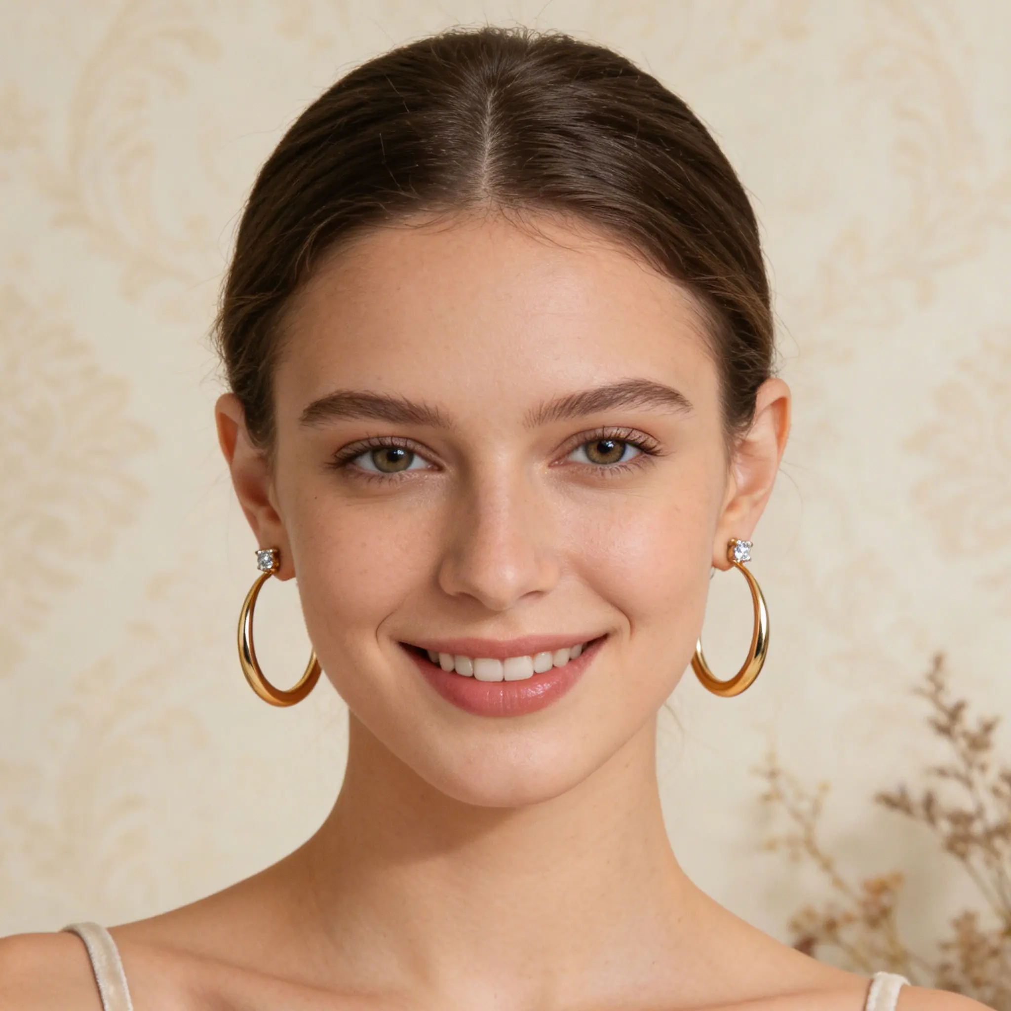 Gold Hoop Earrings for Women,Large Gold Hoop Earrings for Women Trendy 14K Gold Plated Big Open Hoops Stud Earrings Statement Jewelry for Women
