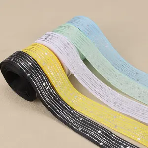 5 Yard/2.5cm Star Ruched Satin Ribbon, Polyester Printed Decorative Ribbon, Ideal for Bouquet Wrapping and Handmade DIY Outer Packaging Decoration