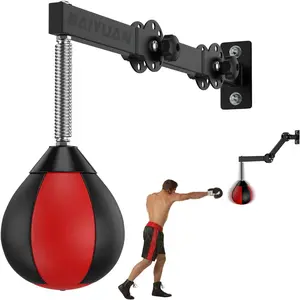 Wall Mount Height Adjustable Foldable Speed Boxing Punching Reflex Ball with Bracket for Adults Teens Kids Home Gym Workout