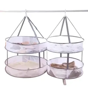 2-Tier Folding Mesh Clothes Hanging Dryer Large Laundry Drying Rack for Sweaters Flat Air-Drying Solution to Prevent Deformation