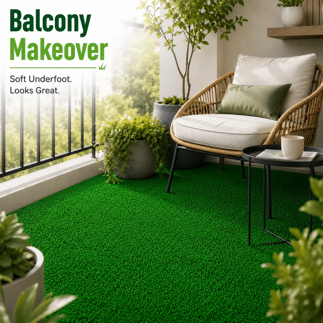 （3*32FT-6*25FT ）10 different sizes Artificial Grass Turf, Premium Artificial Grass Rug,  Fake Grass Turf Mat with Solid Backing, Easy-to-Cut Synthetic Lawn Carpet for Dogs, Patio, Balcony, Backyard, Porch & Home Decoration