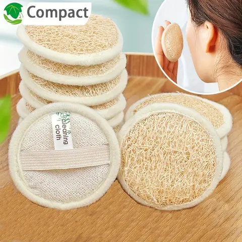 Natural Loofah Slices, 10pcs/set Facial Cleansing Towel, Loofah Exfoliating Makeup Remover Towel, Deep Cleansing Face Towel for Men and Women, Cleansing Cloths, Facial Cleansing Pads