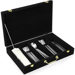 1 Layer Black Anti-Tarnish Silverware Storage Box with Lid and Handle, Flatware Chest Utensils Organizer for Kitchen Decor Wedding Gifts