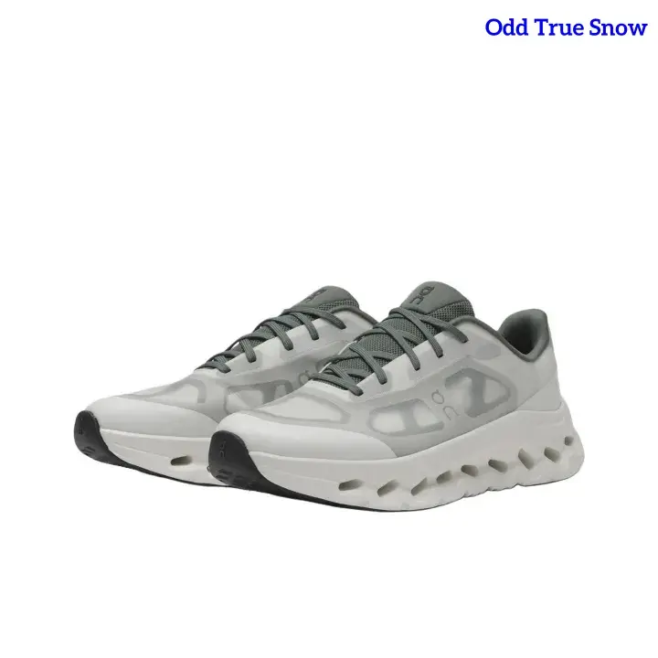 Low Top Off White Sage Grey Contrast Running Sneakers Transparent Hollow Cutout Breathable Mesh Wave Perforated Cushion Thick Midsole Light Shock Absorbing Unisex Urban Commute Outdoor Jogging All-Day Comfort Athletic Walking Footwear