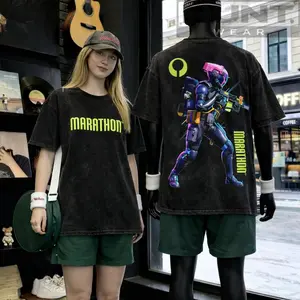 Marathon FPS Game v1 Graphic T-shirt Collection Streetwear 100% Cotton Oversized Bungie Fan Gift Heavyweight Aesthetic Washed Print Unisex Top Cyberpunk Techwear Designs