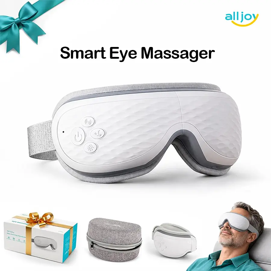 ALLJOY Smart Eye Massager, Cordless with Soothing Heat, Gentle Air Compression & Bluetooth Music, Silent Design for Eye Strain Relief & Daily Relaxation, Portable Relaxation Gifts for Men & Women