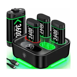 ESYWEN for Xbox One Controller Battery Charger Station with 4x3600mWh USB Rechargeable Packs – Compatible with Xbox Series X|S, One S, One X, and Elite Controllers