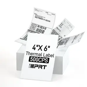 iDPRT 4" x 6" Direct Thermal Labels, 500 Labels, Fanfold Shipping Package Labels, Perforated White Mailing Labels, Commercial Grade, Permanent Adhesive, Compatible with Most Thermal Printers