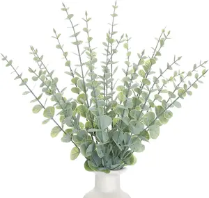 Artificial Eucalyptus Stems 18PCS, Faux Greenery stems – Faux Greenery Branches & Fake Leaves Bouquet for Wedding, Table Centerpiece & Home Decor