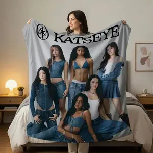 Katseye Kpop Group Blanket Printed Fleece Blanket Soft Cozy Lightweight Plush Microfiber Throw HD Print Unique Trendy Christmas Gift for Sofa & Home