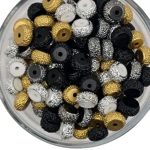 Mixed Color 10mm Rhinestone Spacers 20 Pieces for DIY Jewelry Making & Beading Crafting Projects Silver Black White Beads Set