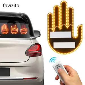 Favizito Car Gesture Light, Car LED Sign Finger Lamp, Fun Emoticon Light, LED Decorative Light for Car, Window LED Lights, Car Accessories for Driver