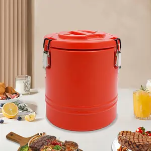 15.9QT Insulated Soup Container 4 Gallon Commercial Food Warmer for Hot&Cold Food, Hot Box for Catering, Food Cooler Soup Carrier for Restaurant, Canteen 6H Insulation Time (Blue) Tableware Red Brown