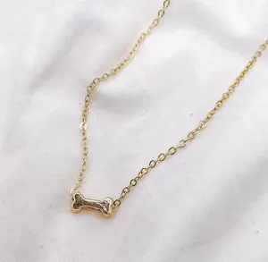 Gold Dog Bone Necklace