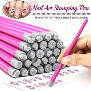 6-pack 15-pack nail stamping pens - multi-color printing pens with rich and unique patterns. Perfect for nail salons. High-saturation, vividly colored stamping pens. Easy to use for beginners. Essential for parties and dates. Fine detailing printing pens