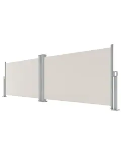 71 in x236 in Retractable Side Awning, Double Side Awning with 280 g/m² Polyester Fabric, Rainproof and UV-Proof Folding Privacy Screen Beige