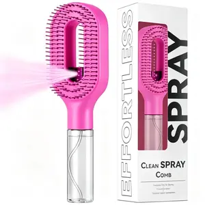 3-in-1 Ionic Mist Spray Hair Brush - Anti-Frizz Detangling Comb with 55ml Refillable Water Tank, Dual Bristle Massage Tips for Curly, Thick Hair (Effortless Knot Untangling)
