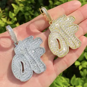 [ICE HUE] Gold Initial Necklace, 18K Gold Vacuum Plated Copper OTF Letter Pendant with 5A+ Sri Lanka Zircon, Miami Italy Mexico & Micro Inspired Luxury Costume Jewelry for Women, Daily Wear & Gift Idea, Classic Hip Hop Simple Sporty Styles