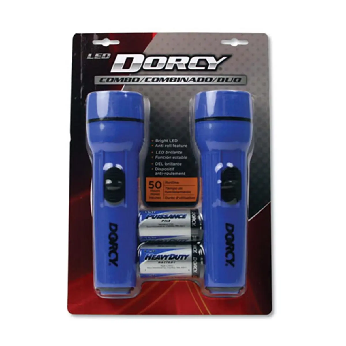 212 MAIN Bright High Lumen Cordless Portable LED Flashlight 2-Pack - 1 D Battery, Red & Blue Cordless Work Lights, High Lumen Flashlight, Bright Flashlight