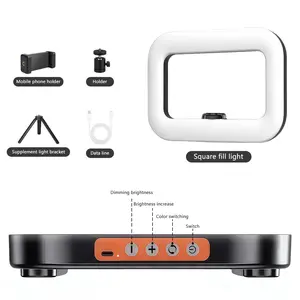 Rechargeable Portable Handheld Ring Fill LightPortable Handheld Ring Fill Light, LED Smartphone Light, Phone Video Stabilizer, Square Ring Light for PhotographySmartphone Video Rig for Camera, Action Camera, Vlog