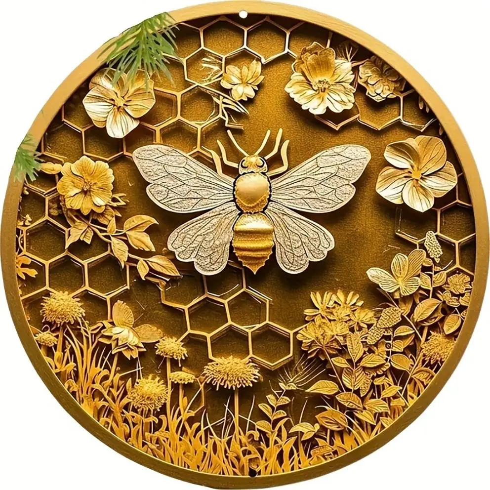 Bee & Honeycomb Pattern DIY Diamond Art Painting Kit, DIY 5D Diamond Arts Painting Kit, Wall Art Decor for Home Living Room Bedroom