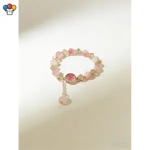 HER-Kawaii Crystal Beads Bracelet 8mm Elastic Beaded Jewelry Cute Cartoon Charm Gift for Girls Birthday Party Friendship Present