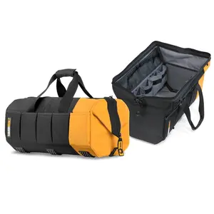 Toughbuilt 2021891 10.5 x 6.5 x 6.5 in. Polyester Massive Mouth Tool Bag with 51 Pocket, Black, Gray & Orange