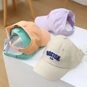 Children's quick drying baseball cap, girls' sun hat, summer sun hat, spring and autumn baby duckbill hat, tied ponytail, empty top hat