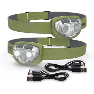 PRO-400 Headlamp Rechargeable (2-Pack), IPX4 Water Resistant Rechargeable Headlamp, Ultra Bright Multiple Light Modes Head Lamp, Camping, Running, Outdoors