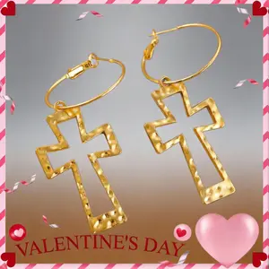 Cross Drop Earrings for Women Matte Hammered Cross Dangle Earring Jewelry  Y2K Cool Aesthetic Korean Fashion Earring Valentine’s gift