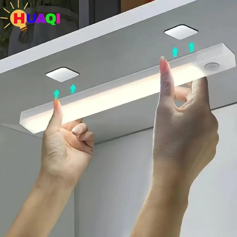 Smart Motion Sensor LED Strip Light, Wireless Magnetic Self-Adhesive Installation, USB Rechargeable Cabinet Drawer Night Light, Wall Mounted Indoor Lighting