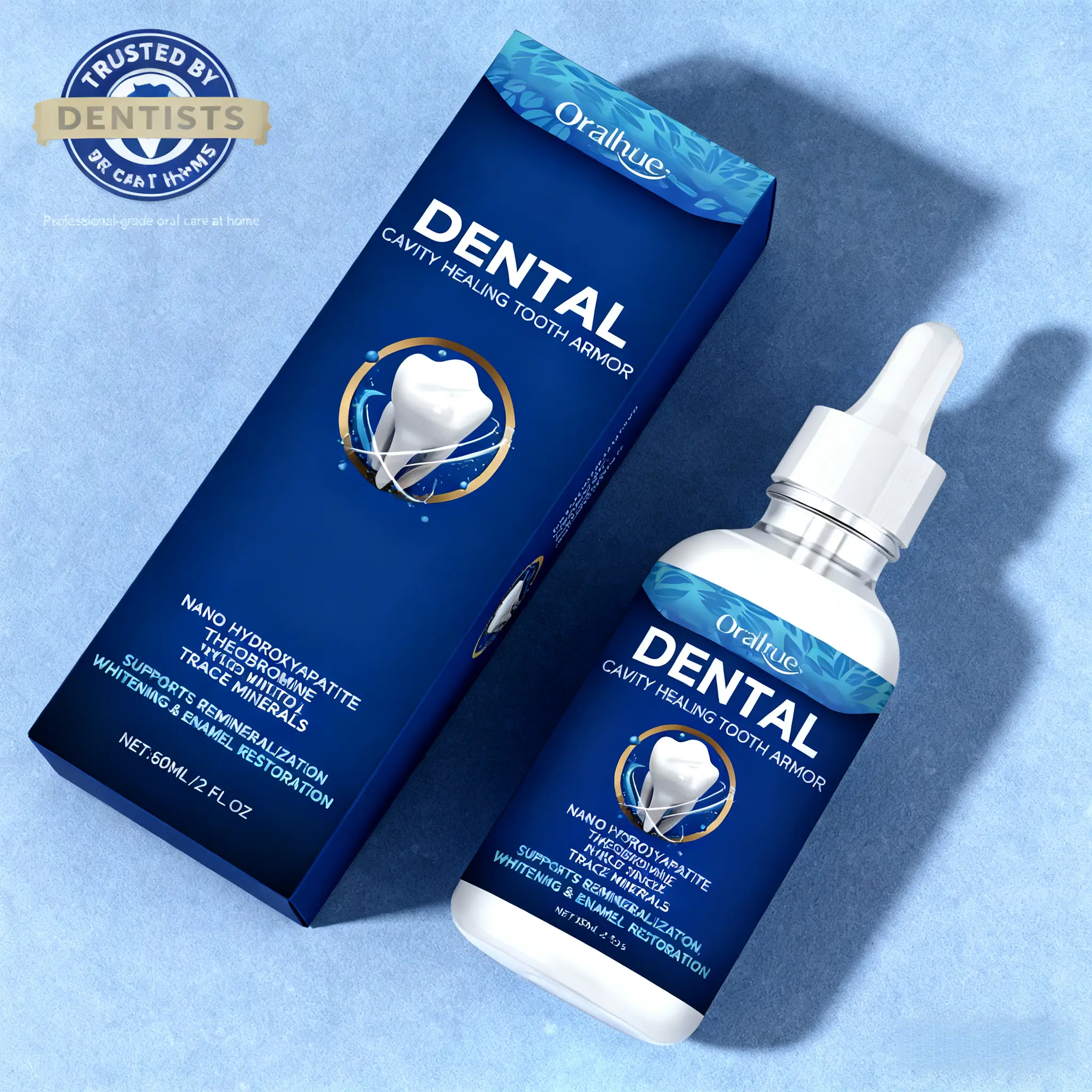 Tooth Armor Oral Dental Serum Kit with Nano Hydroxyapatite & Theobromine - Daily Enamel Restoration, Teeth Whitening, Remineralization, Brightening